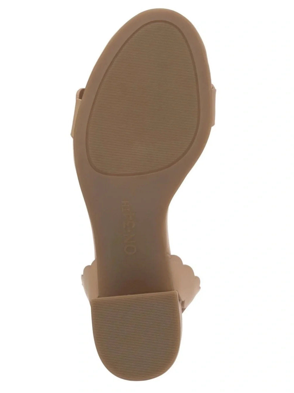On 34th Women's Pathina Scalloped Block Heel Sandals Dark Almond Smooth
